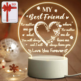 3D Illusion LED Night Lamp with Heart and Best Friend Design